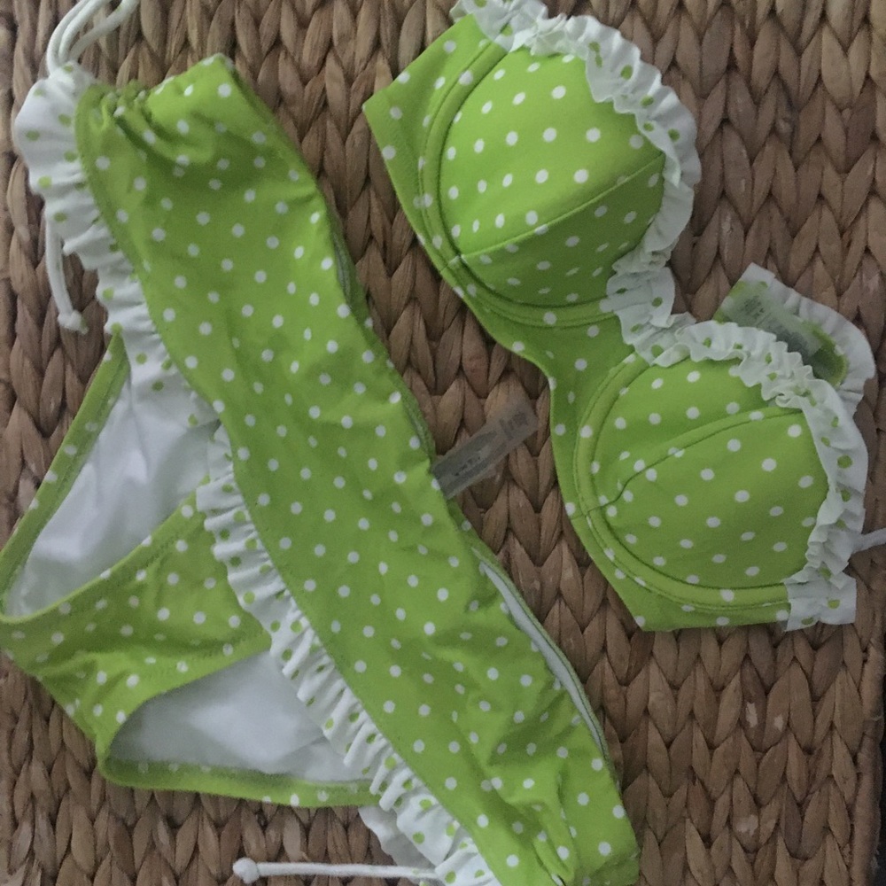 Victoria Secret Ruffle Polka Dot Swim Suit